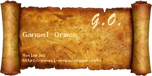 Gansel Ormos névjegykártya